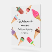 アイスクリーム誕生日プールサマーパーティー アクリルサイン (傾斜)