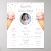 アイスクリーム誕生日マイルストーンのサイン、ベビー統計 ポスター (正面)