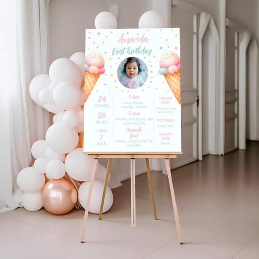 アイスクリーム誕生日マイルストーンのサイン、ベビー統計 ポスター