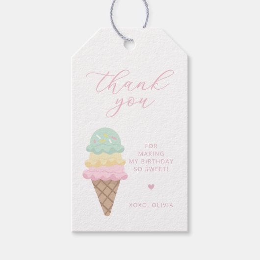アイスクリーム誕生日メッセージカード ギフトタグ (正面)
