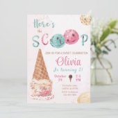 アイスクリーム誕生日招待状こちらスクープ 招待状 (スタンド正面)