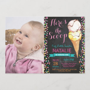 アイスクリーム誕生日招待状サマーチャルクボード 招待状