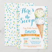 アイスクリーム誕生日招待状サマー 招待状 (正面/裏面)