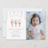 アイスクリーム誕生日招待状、こちらスクープ写真 招待状 (正面)