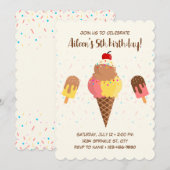 アイスクリーム誕生日招待状 招待状 (正面/裏面)