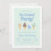 アイスクリーム誕生日招待状 招待状 (正面/裏面)