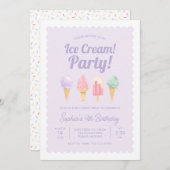 アイスクリーム誕生日招待状 招待状 (正面/裏面)
