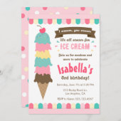 アイスクリーム誕生日招待状 招待状 (正面/裏面)