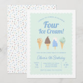 アイスクリーム誕生日招待状 I Scream FOUR 招待状 (正面/裏面)