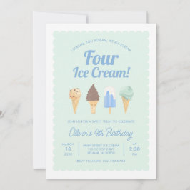 アイスクリーム誕生日招待状 I Scream FOUR 招待状