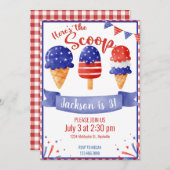 アイスクリーム誕生日7月4日愛国者ザスクープ 招待状 (正面/裏面)