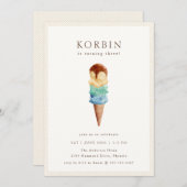 アイスクリーム誕生日 招待状 (正面/裏面)