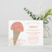 アイスクリーム誕生日 |甘モダンいバラ金ゴールドパーティー 招待状 (スタンド正面)