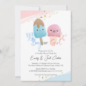 アイスクリーム赤ちゃんシャワー性別でかわいいかわいい 招待状 (正面)