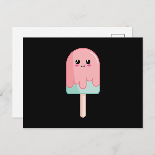 アイスクリーム顔かわいいフードアート ポストカード (正面/裏面)