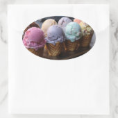 アイスクリーム飛行 楕円形シール (バッグ)