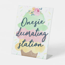 アイスクリーム飾のステーションベイビーシャワー 台座サイン