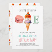 アイスクリーム1stバースデーターニングワン招待状 招待状 (正面/裏面)