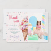 アイスクリーム1st誕生日パーティー写真 サンキューカード (正面)