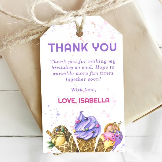 アイスクリーム1st誕生日パーティー ギフトタグ