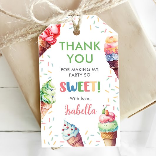 アイスクリーム1st誕生日パーティー ギフトタグ