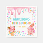 アイスクリーム1st誕生日パーティー スタンダードカクテルナプキン (正面)