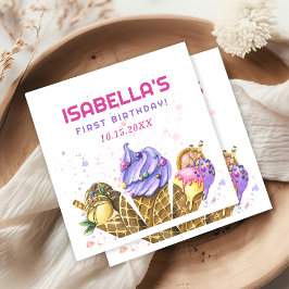 アイスクリーム1st誕生日パーティー スタンダードカクテルナプキン