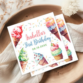 アイスクリーム1st誕生日パーティー スタンダードカクテルナプキン