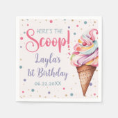 アイスクリーム1st誕生日パーティー スタンダードカクテルナプキン (正面)