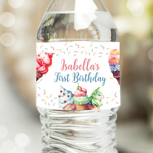 アイスクリーム1st誕生日パーティー ペットボトルラベル
