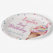 アイスクリーム1st誕生日パーティー ペーパープレート (アングル)