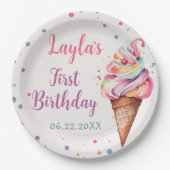 アイスクリーム1st誕生日パーティー ペーパープレート (正面)