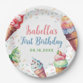 アイスクリーム1st誕生日パーティー ペーパープレート (正面)