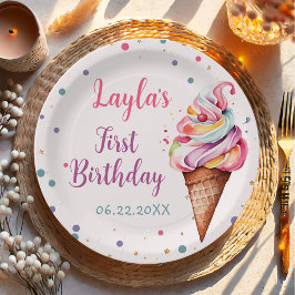 アイスクリーム1st誕生日パーティー ペーパープレート