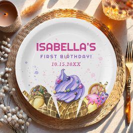 アイスクリーム1st誕生日パーティー ペーパープレート