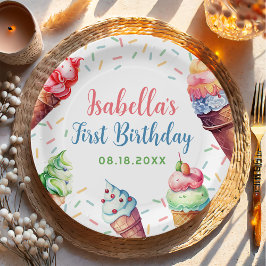 アイスクリーム1st誕生日パーティー ペーパープレート