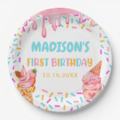 アイスクリーム1st誕生日パーティー ペーパープレート (正面)
