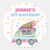 アイスクリーム1st誕生日パーティー ラウンドシール (正面)