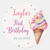 アイスクリーム1st誕生日パーティー ラウンドシール (正面)