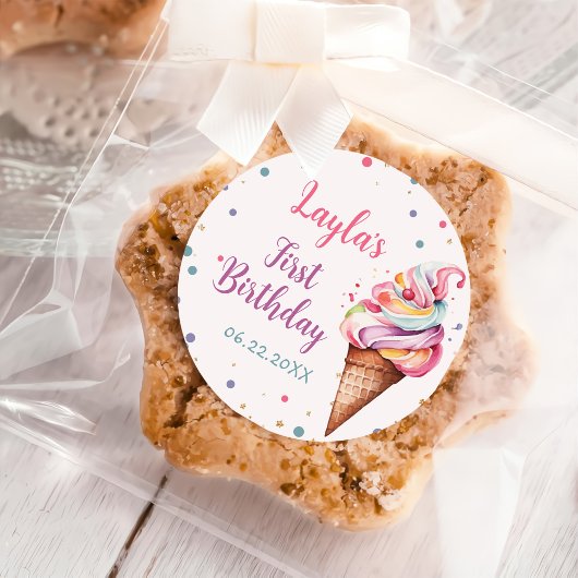 アイスクリーム1st誕生日パーティー ラウンドシール