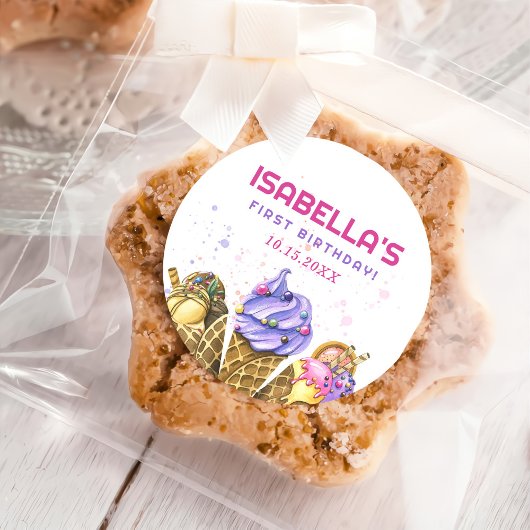 アイスクリーム1st誕生日パーティー ラウンドシール