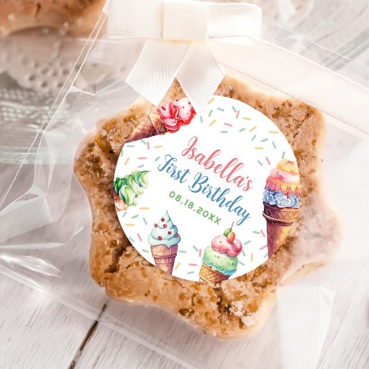 アイスクリーム1st誕生日パーティー ラウンドシール
