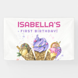 アイスクリーム1st誕生日パーティー 横断幕