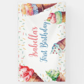 アイスクリーム1st誕生日パーティー 横断幕 (縦)