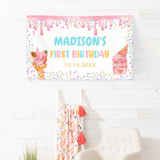 アイスクリーム1st誕生日パーティー 横断幕 (インサイチュ)