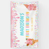 アイスクリーム1st誕生日パーティー 横断幕 (縦)