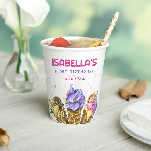 アイスクリーム1st誕生日パーティー 紙コップ