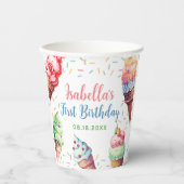 アイスクリーム1st誕生日パーティー 紙コップ (正面)