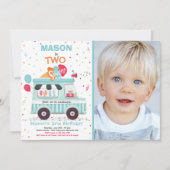 アイスクリーム2つ甘い2歳の誕生日アイスクリームトラック 招待状 (正面)