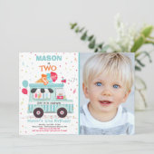 アイスクリーム2つ甘い2歳の誕生日アイスクリームトラック 招待状 (スタンド正面)